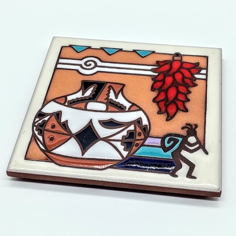 Vintage Masterworks Handcrafted Southwestern Ceramic Art Tile Trivet